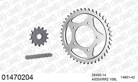 Suzuki RF600R 1995-1997 - AFAM XS-ring Extra Reinforced Chain & Steel Sprocket Kit, 530 (OE Pitch) - 01470204 - P3 Tuning