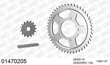 Suzuki GSX600F 1998-2003 - AFAM XS-ring Extra Reinforced Chain & Steel Sprocket Kit, 530 (OE Pitch) - 01470205 - P3 Tuning