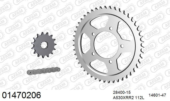 Suzuki GSF650 Bandit 2005-2006 - AFAM XS-ring Extra Reinforced Chain & Steel Sprocket Kit, 530 (OE Pitch) - 01470206 - P3 Tuning