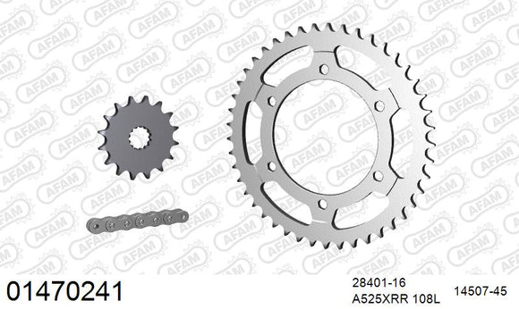 Suzuki GSX-R600 1997 - AFAM XS-ring Extra Reinforced Chain & Steel Sprocket Kit, 525 (OE Pitch) - 01470241 - P3 Tuning