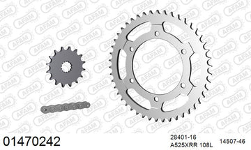 Suzuki GSX-R600 1998-2000 - AFAM XS-ring Extra Reinforced Chain & Steel Sprocket Kit, 525 (OE Pitch) - 01470242 - P3 Tuning