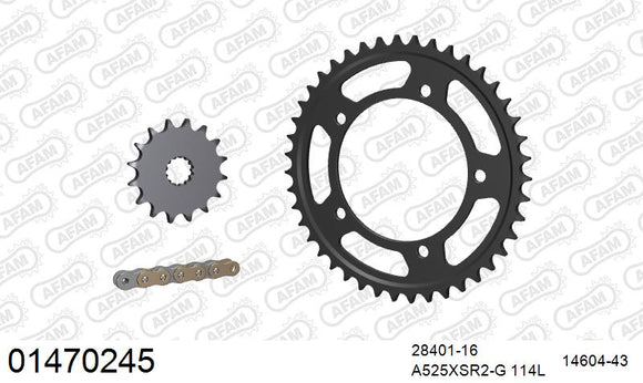 Suzuki GSX-R600 2006-2007 - AFAM XS-ring Extra Reinforced Chain & Steel Sprocket Kit, 525 (OE Pitch) - 01470245 - P3 Tuning