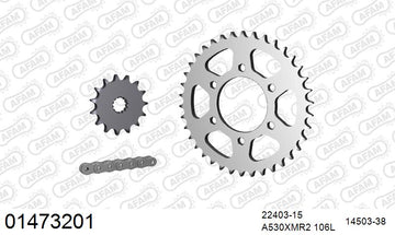 Suzuki GR650 Tempter / GR650 X 1983-1985 - AFAM XS-ring Extra Reinforced Chain & Steel Sprocket Kit, 530 (OE Pitch) - 01473201 - P3 Tuning