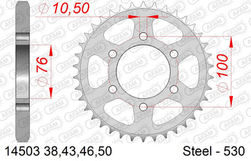 Suzuki GR650 Tempter / GR650 X 1983-1985 - AFAM Reinforced Chain & Steel Sprocket Kit, 530 (OE Pitch) - 01473201B - P3 Tuning
