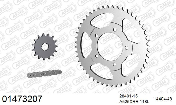 Suzuki GSF650 Bandit 2007-2010 - AFAM XS-ring Extra Reinforced Chain & Steel Sprocket Kit, 525 (OE Pitch) - 01473207 - P3 Tuning