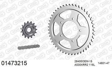 Suzuki GSF650 Bandit 2005-2006 - AFAM XS-ring Extra Reinforced Chain & Rubber Damped Steel Sprocket Kit, 530 (OE Pitch) - 01473215 - P3 Tuning