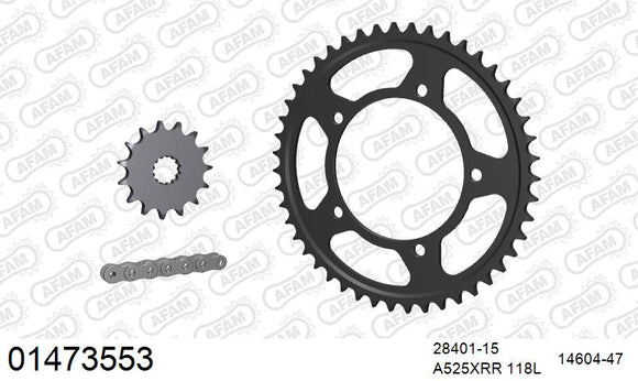 Suzuki V-Strom 650 / XT 2017-2019 - AFAM XS-ring Extra Reinforced Chain & Steel Sprocket Kit, 525 (OE Pitch) - 01473553 - P3 Tuning
