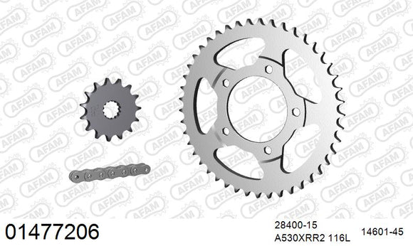 Suzuki GSX750F 1998-2004 - AFAM XS-ring Extra Reinforced Chain & Steel Sprocket Kit, 530 (OE Pitch) - 01477206 - P3 Tuning
