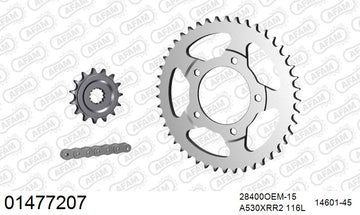 Suzuki GSX750F 1998-2004 - AFAM XS-ring Extra Reinforced Chain & Rubber Damped Steel Sprocket Kit, 530 (OE Pitch) - 01477207 - P3 Tuning