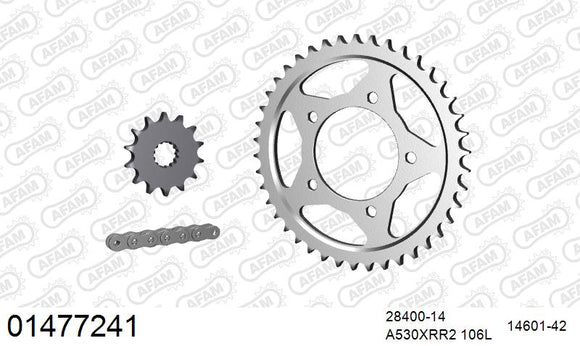 Suzuki GSX-R750 1985-1986 - AFAM XS-ring Extra Reinforced Chain & Steel Sprocket Kit, 530 (OE Pitch) - 01477241 - P3 Tuning