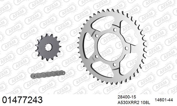 Suzuki GSX-R750 1988-1989 - AFAM XS-ring Extra Reinforced Chain & Steel Sprocket Kit, 530 (OE Pitch) - 01477243 - P3 Tuning