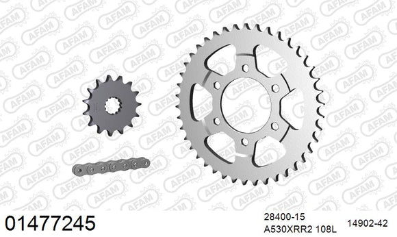 Suzuki GSX-R750 1992-1993 - AFAM XS-ring Extra Reinforced Chain & Steel Sprocket Kit, 530 (OE Pitch) - 01477245 - P3 Tuning