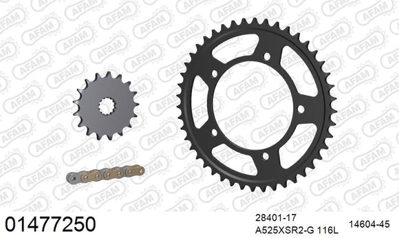 Suzuki GSX-R750 2006-2007 - AFAM XS-ring super reinforced Chain & Steel Sprocket Kit, 525 (OE Pitch) - 01477250 - P3 Tuning