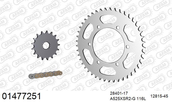 Suzuki GSX-R750 2011-2017 - AFAM XS-ring super reinforced Chain & Steel Sprocket Kit, 525 (OE Pitch) - 01477251 - P3 Tuning