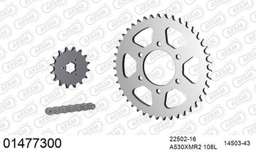 Suzuki GT750 J/K/L/M/A/B 1974-1977 - AFAM XS-ring Extra Reinforced Chain & Steel Sprocket Kit, 530 (OE Pitch) - 01477300 - P3 Tuning
