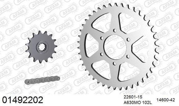 Suzuki GSX1100 / L / S / ES / E 1984 - AFAM O-ring reinforced Chain & Steel Sprocket Kit, 630 (OE Pitch) - 01492202 - P3 Tuning