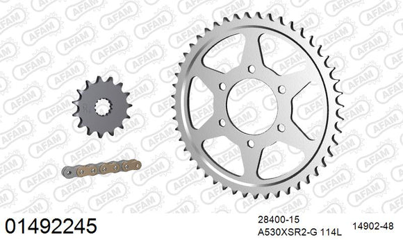 Suzuki GSX-R1100 1989 - AFAM XS-ring super reinforced Chain & Steel Sprocket Kit, 530 (OE Pitch) - 01492245 - P3 Tuning