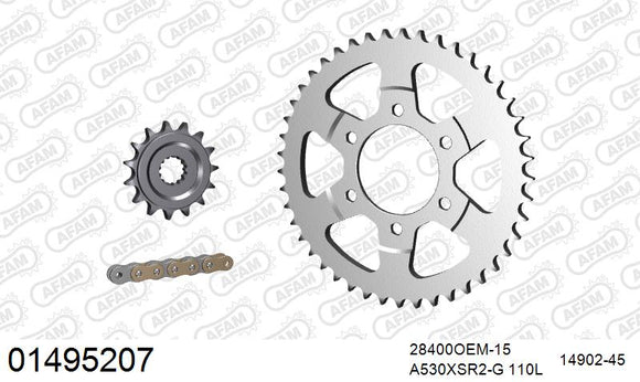 Suzuki GSF1200 Bandit 1996-2000 - AFAM XS-ring super reinforced Chain & Rubber Damped Steel Sprocket Kit, 530 (OE Pitch) - 01495207 - P3 Tuning