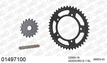Suzuki B King (1300cc) 2008-2012 - AFAM XS-ring Hyper reinforced Chain & Steel Sprocket Kit, 530 (OE Pitch) - 01497100 - P3 Tuning