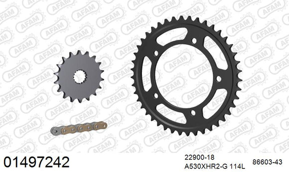 Suzuki GSX1300R Hayabusa 2008-2017 - AFAM XS-ring Hyper reinforced Chain & Steel Sprocket Kit, 530 (OE Pitch) - 01497242 - P3 Tuning