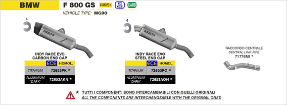 BMW F 800 GS Indy Race EVO aluminium "Dark" silencer with steel end cap