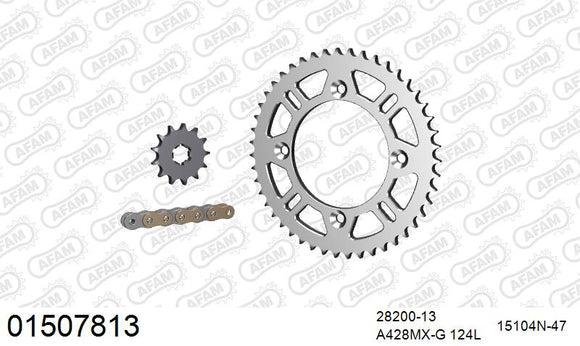 Suzuki RM85 2003-2011 - AFAM MX Racing Chain & Alu Sprocket Kit, 428 (OE Pitch) - 01507813 - P3 Tuning
