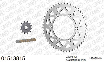 Suzuki RM125 1983-1994 - AFAM MX reinforced Chain & Alu Sprocket Kit, 520 (OE Pitch) - 01513815 - P3 Tuning