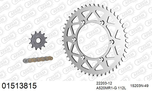 Suzuki RM125 1983-1994 - AFAM MX reinforced Chain & Alu Sprocket Kit, 520 (OE Pitch) - 01513815 - P3 Tuning