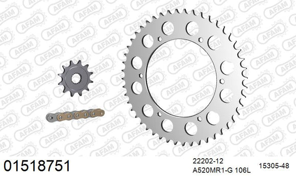 Suzuki PE175 1982 - AFAM MX reinforced Chain & Alu Sprocket Kit, 520 (OE Pitch) - 01518751 - P3 Tuning