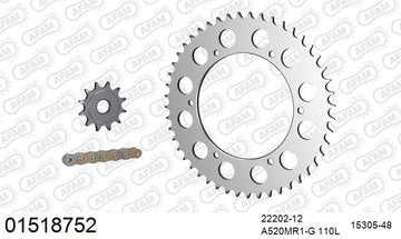 Suzuki PE175 1983-1984 - AFAM MX reinforced Chain & Alu Sprocket Kit, 520 (OE Pitch) - 01518752 - P3 Tuning