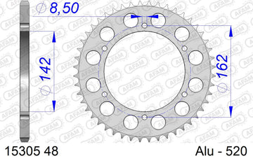 Suzuki PE175 1983-1984 - AFAM Standard Chain & Alu Sprocket Kit, 520 (OE Pitch) - 01518752B - P3 Tuning