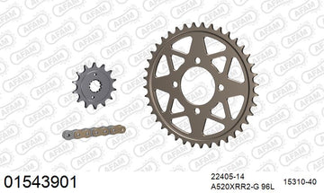 Suzuki LTZ400 ATV 2003-2008 - AFAM Xs-Ring Reinforced Plus Chain & Alu Sprocket Kit, 520 (OE Pitch) - 01543901 - P3 Tuning