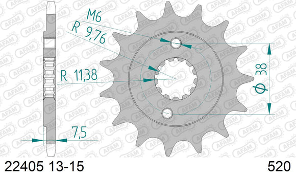 Kawasaki KSF 400 A1,A2,A3,A6F 2003-2006 - AFAM Xs-Ring Reinforced Plus Chain & Alu Sprocket Kit, 520 (OE Pitch) - 01543901 - P3 Tuning