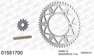 Suzuki RM-X450Z 2010-2017 - AFAM Xs-Ring Reinforced Plus Chain & Alu Sprocket Kit, 520 (OE Pitch) - 01551700 - P3 Tuning
