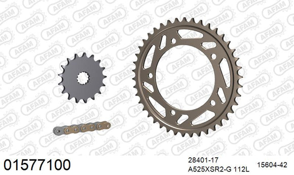 Suzuki GSR750 2016-2017 - AFAM XS-ring super reinforced Chain & Alu Sprocket Kit, 525 (OE Pitch) - 01577100 - P3 Tuning