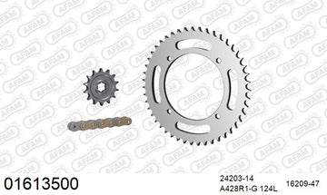 Kawasaki KLX125 2010-2011 - AFAM Reinforced Chain & Steel Sprocket Kit, 428 (OE Pitch) - 01613500 - P3 Tuning