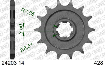 Kawasaki KLX125 2010-2011 - AFAM Standard Chain & Steel Sprocket Kit, 428 (OE Pitch) - 01613500B - P3 Tuning