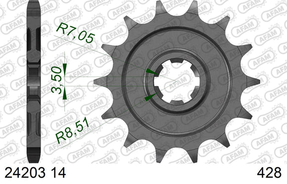 Kawasaki KLX125 2010-2011 - AFAM Standard Chain & Steel Sprocket Kit, 428 (OE Pitch) - 01613500B - P3 Tuning