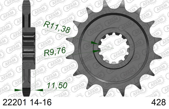 Kawasaki KLX125 2004-2006 - AFAM Reinforced Chain & Steel Sprocket Kit, 428 (OE Pitch) - 01613502 - P3 Tuning