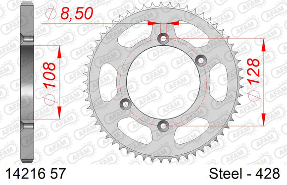 Kawasaki KLX125 2004-2006 - AFAM Reinforced Chain & Steel Sprocket Kit, 428 (OE Pitch) - 01613502 - P3 Tuning