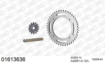 Kawasaki KLX125 2010-2011 - AFAM Reinforced Chain & Steel Sprocket Kit, 428 (OE Pitch) - 01613636 - P3 Tuning