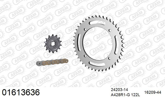 Kawasaki KLX125 2010-2011 - AFAM Reinforced Chain & Steel Sprocket Kit, 428 (OE Pitch) - 01613636 - P3 Tuning