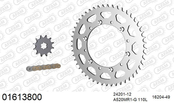 Kawasaki KX100 / 125 2000-2002 - AFAM MX reinforced Chain & Steel Sprocket Kit, 520 (OE Pitch) - 01613800 - P3 Tuning