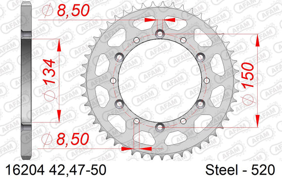 Kawasaki KX100 / 125 2000-2003 - AFAM Standard Chain & Steel Sprocket Kit, 520 (OE Pitch) - 01613801B - P3 Tuning