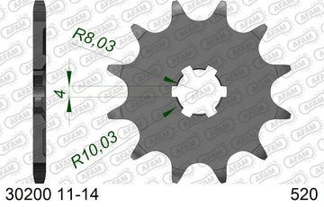Kawasaki KDX200 1983 - AFAM Xs-Ring Reinforced Plus Chain & Steel Sprocket Kit, 520 conversion - 01621750 - P3 Tuning