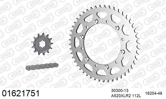 Kawasaki KDX200 1984-1985 - AFAM Xs-Ring Reinforced Plus Chain & Steel Sprocket Kit, 520 (OE Pitch) - 01621751 - P3 Tuning