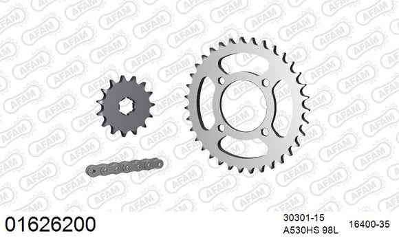 Kawasaki Z250 1979-1980 - AFAM Reinforced Chain & Steel Sprocket Kit, 530 (OE Pitch) - 01626200 - P3 Tuning