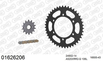 Kawasaki Ninja 250 R 2008-2012 - AFAM Xs-Ring Reinforced Plus Chain & Steel Sprocket Kit, 520 (OE Pitch) - 01626206 - P3 Tuning