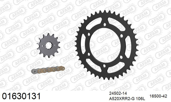 Kawasaki Ninja 300 R 2014-2017 - AFAM Xs-Ring Reinforced Plus Chain & Steel Sprocket Kit, 520 (OE Pitch) - 01630131 - P3 Tuning
