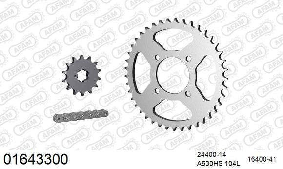 Kawasaki KH400 1976-1978 - AFAM Reinforced Chain & Steel Sprocket Kit, 530 (OE Pitch) - 01643300 - P3 Tuning
